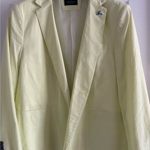 Tailorbyrd Light Yellow Jacket with Navy Detail